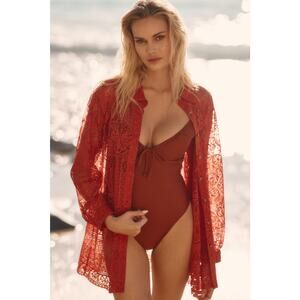 Anthropologie Lace Button-Down Swimwear - New Size Medium